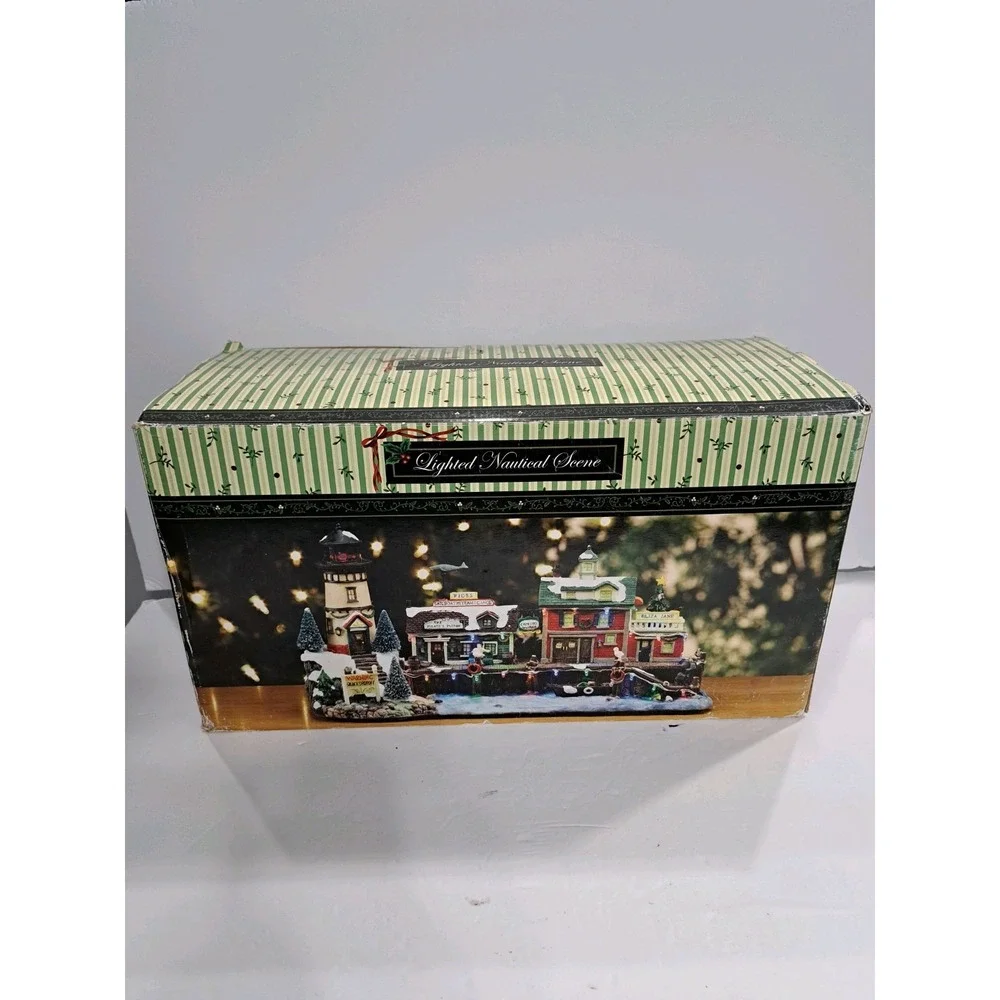 LIGHTED NAUTICAL SCENE RARE‎ LIGHTHOUSE CAPE COD PIRATES PARROT CHRISTMAS BOX